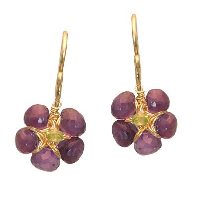 14K Gold Filled Flower Amehtyst Earrings