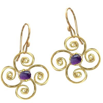 925 Sterling Silver Flower Amethyst Earrings