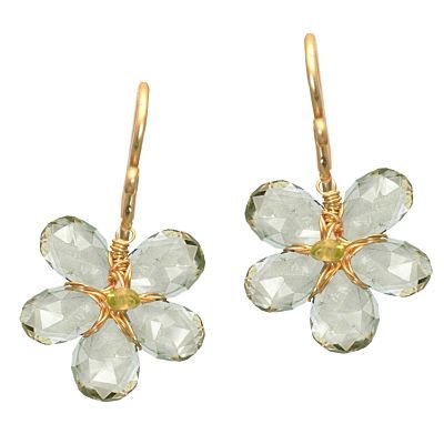 14K Gold Filled Flower Green Amehtyst Earrings