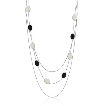 Rhodium Black Cream Multi-Chain Necklace
