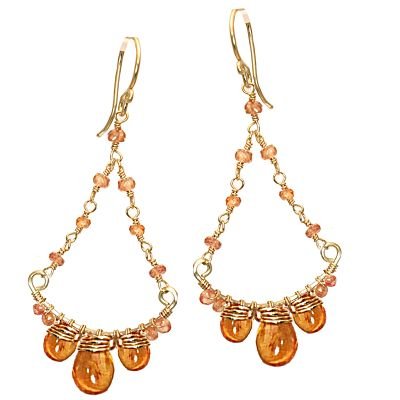 925 Sterling Silver Swirl Mandarin Garnet Earrings
