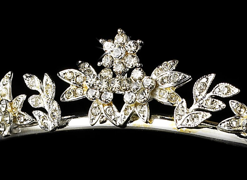 Silver Clear Crystal Floral Bridal Tiara
