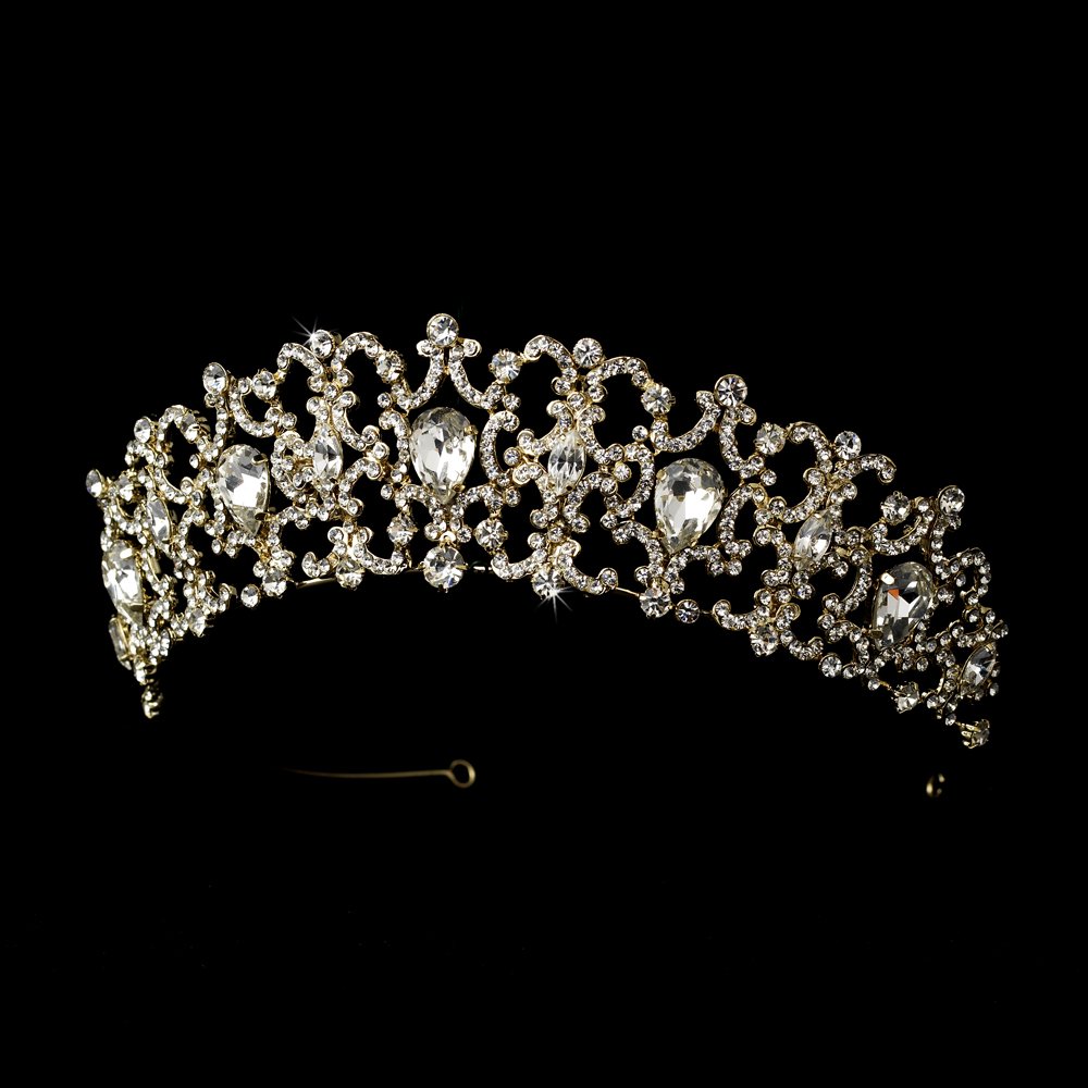 Lovely Gold Rhinestone Crystal Bridal Tiara