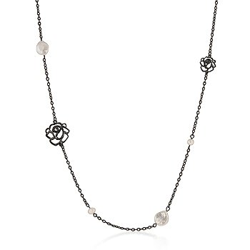 Freshwater Pearl Rose Black Fashion Necklace