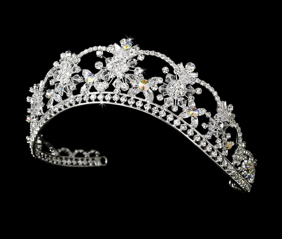 Silver AB Swarovski Crystal Flower Tiara