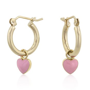 Pink Heart Enamel Drop Earrings