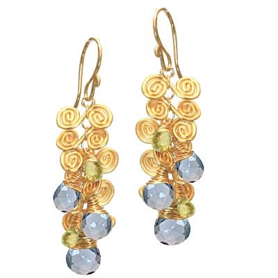 925 Sterling Silver Peridot BlueTopaz Earrings