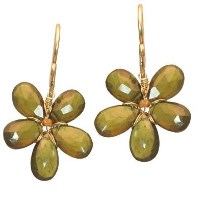 14K Gold Filled Flower Idocrase Earrings