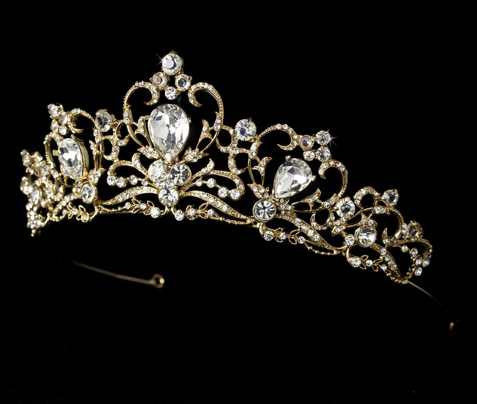 Gold Rhinestone Crystal Elegant Bridal Tiara
