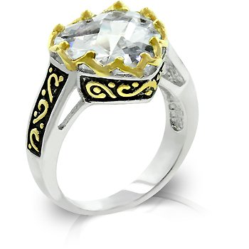 White Gold Rhodium14k Gold Bonded Heart Shape CZ Ring