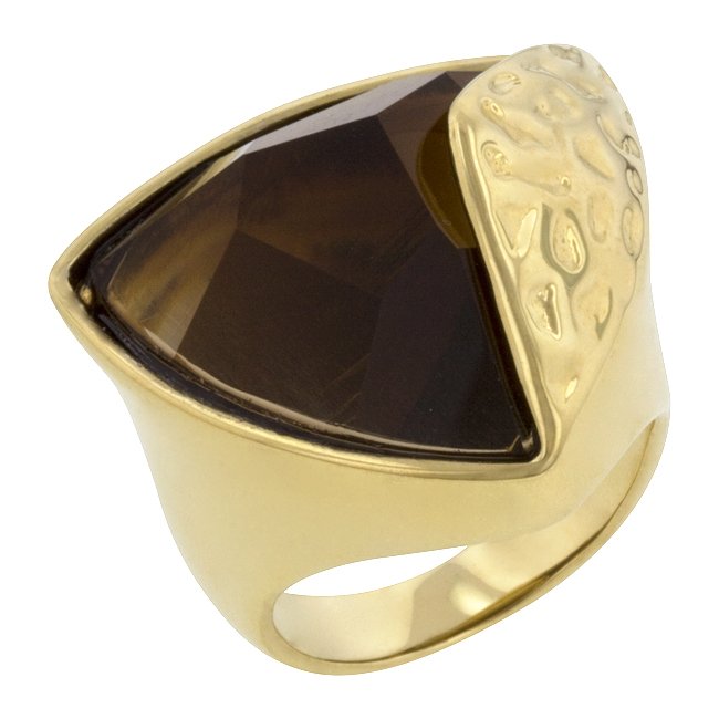 14k Gold Bonded Smokey Topaz Cocktail Ring