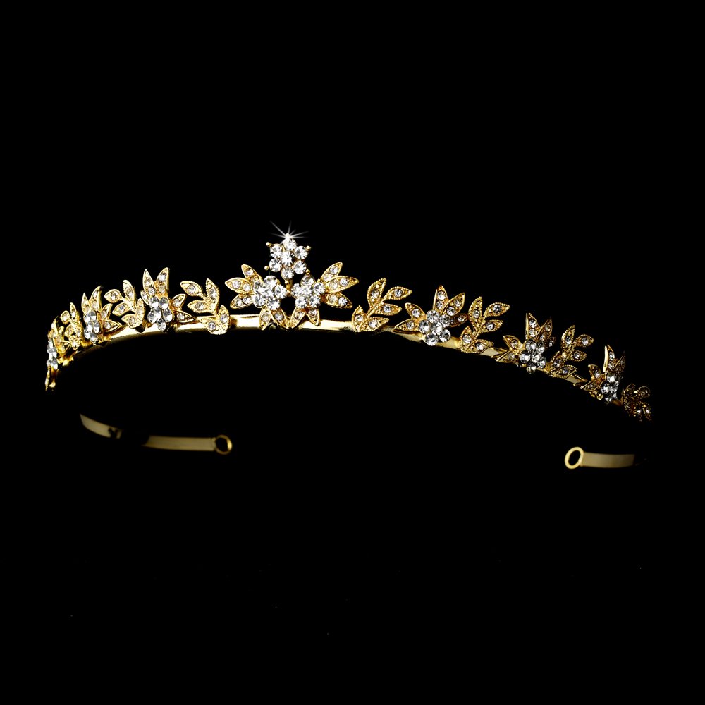 Gold Clear Rhinestone Crystal Tiara Headband