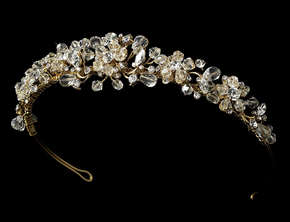 Gold Swarovski Crystal Bridal Tiara Headband