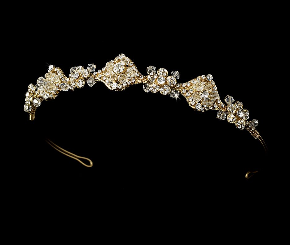 Gold Swarovski Crystal Vintage Bridal Headband Tiara