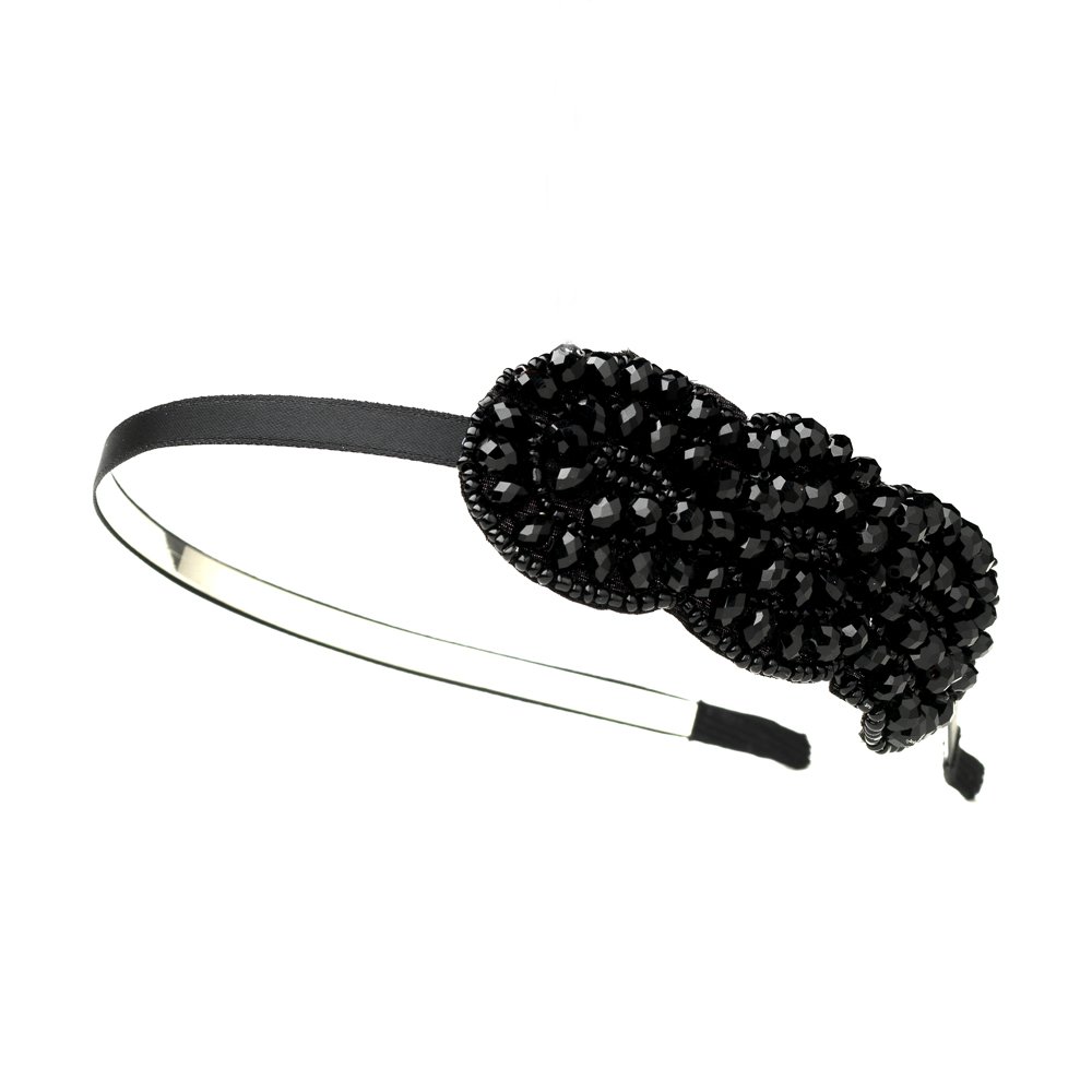 Silver Black Austrian Crystal Bead Headband