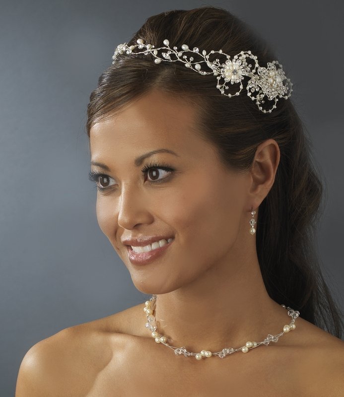 Silver Freshwater Pearl Circlet Bridal Headband Tiara