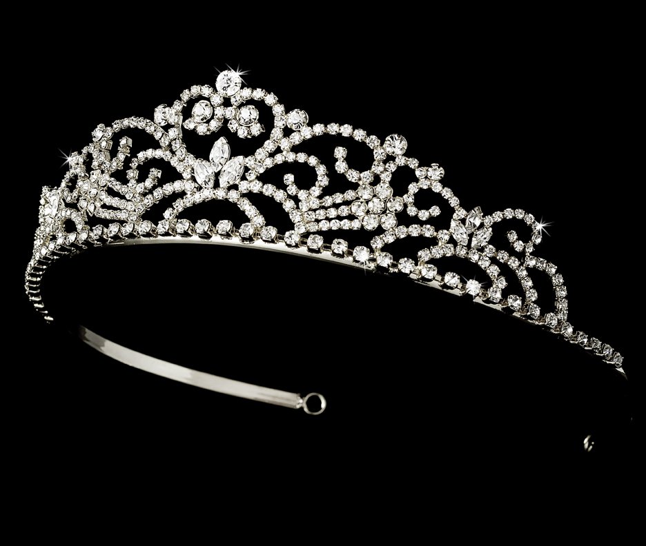 Bridal Silver Rhinestone Crystal Floral Tiara Headband