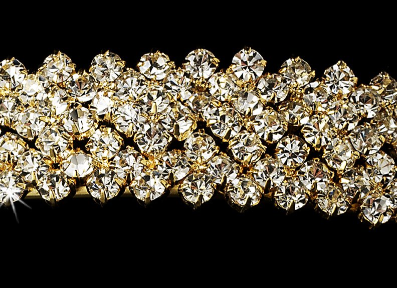 Gold Rhinestone Crystal Bridal Headband Tiara