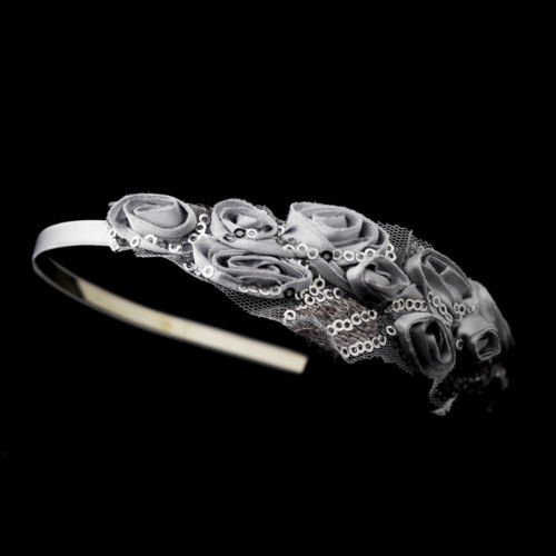 Silver Rose Silver Sequin Headband Headpiece