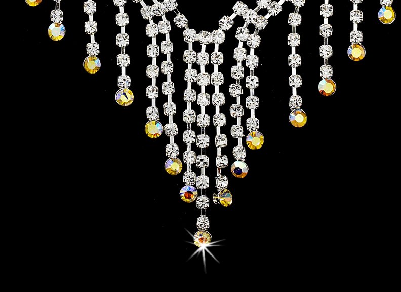 Silver AB Clear Crystal Chandelier Necklace Earring Set