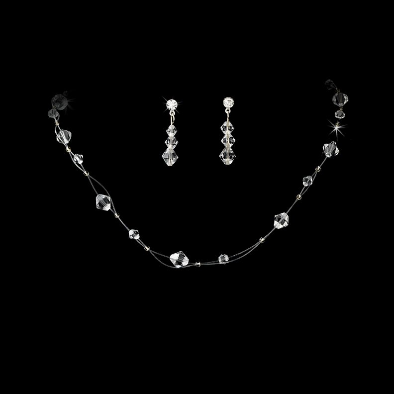Clear Swarovski Crystal Illusion Necklace Earring Set