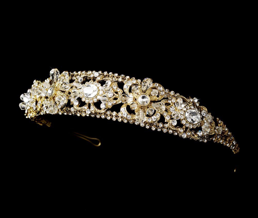 Gold Swarovski Crystal Classic Bridal Headband Tiara