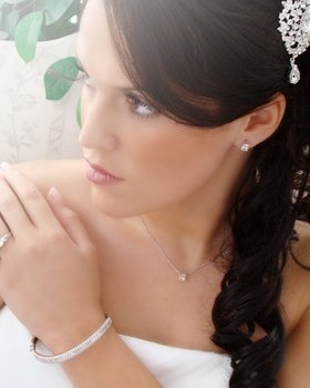 Silver Swarovski Crystal Wavy Bangle Bracelet