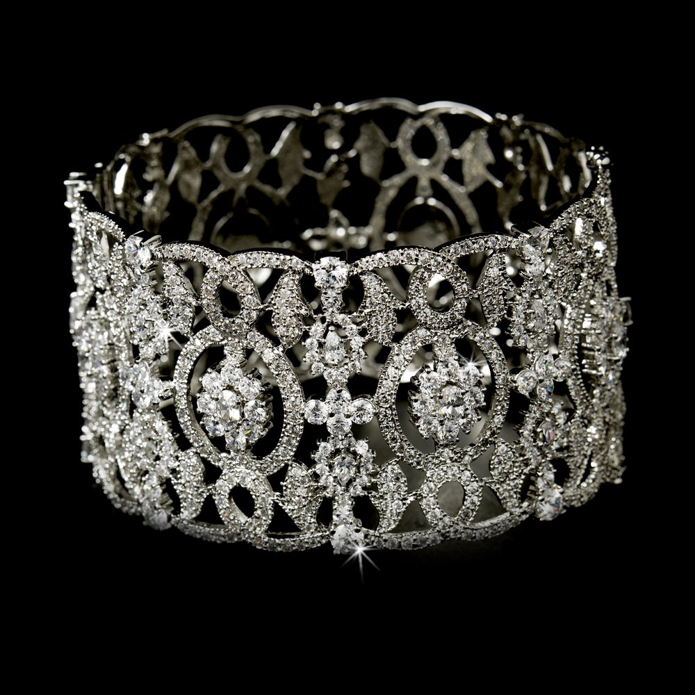 Vintage Silver Swarovski Crystal Cuff Bracelet