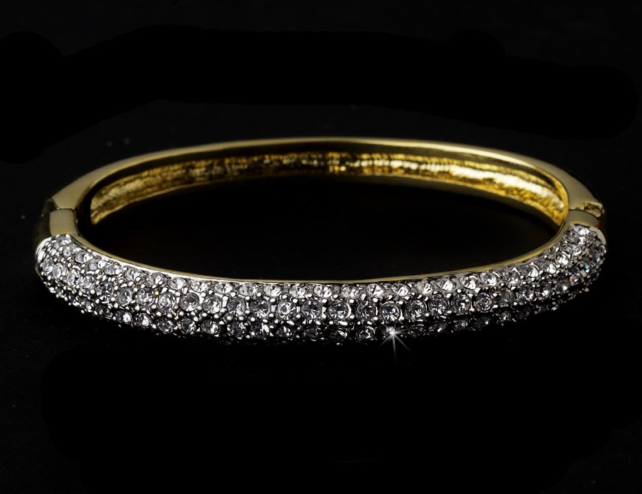 Gold Cubic Zirconia Bangle Bracelet