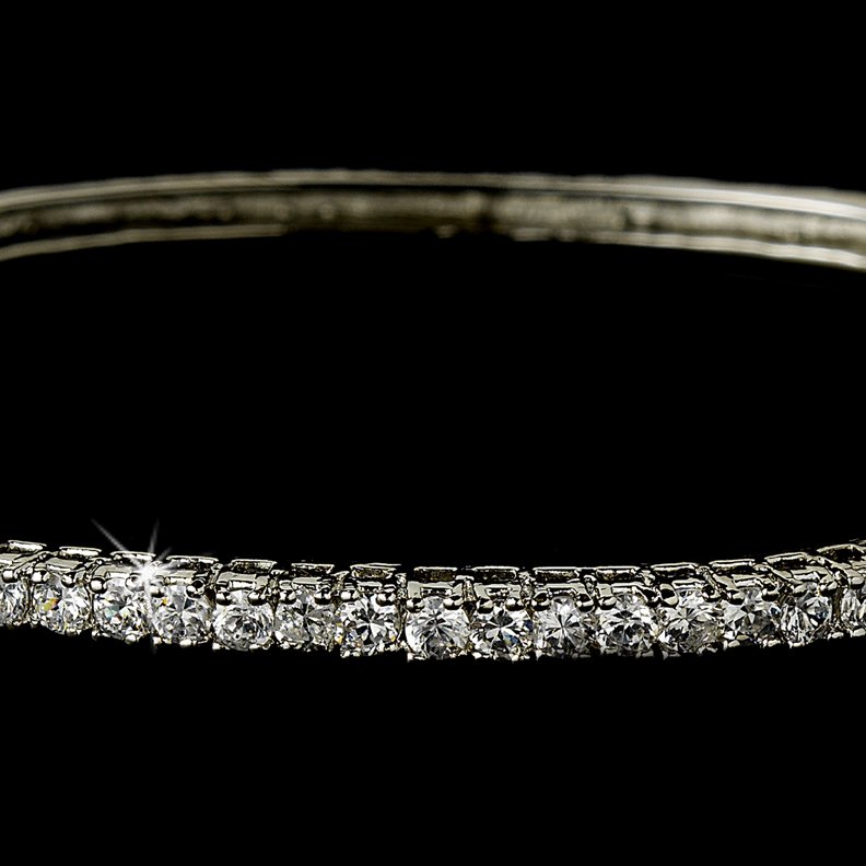 Silver Cubic Zirconia Bangle Bracelet