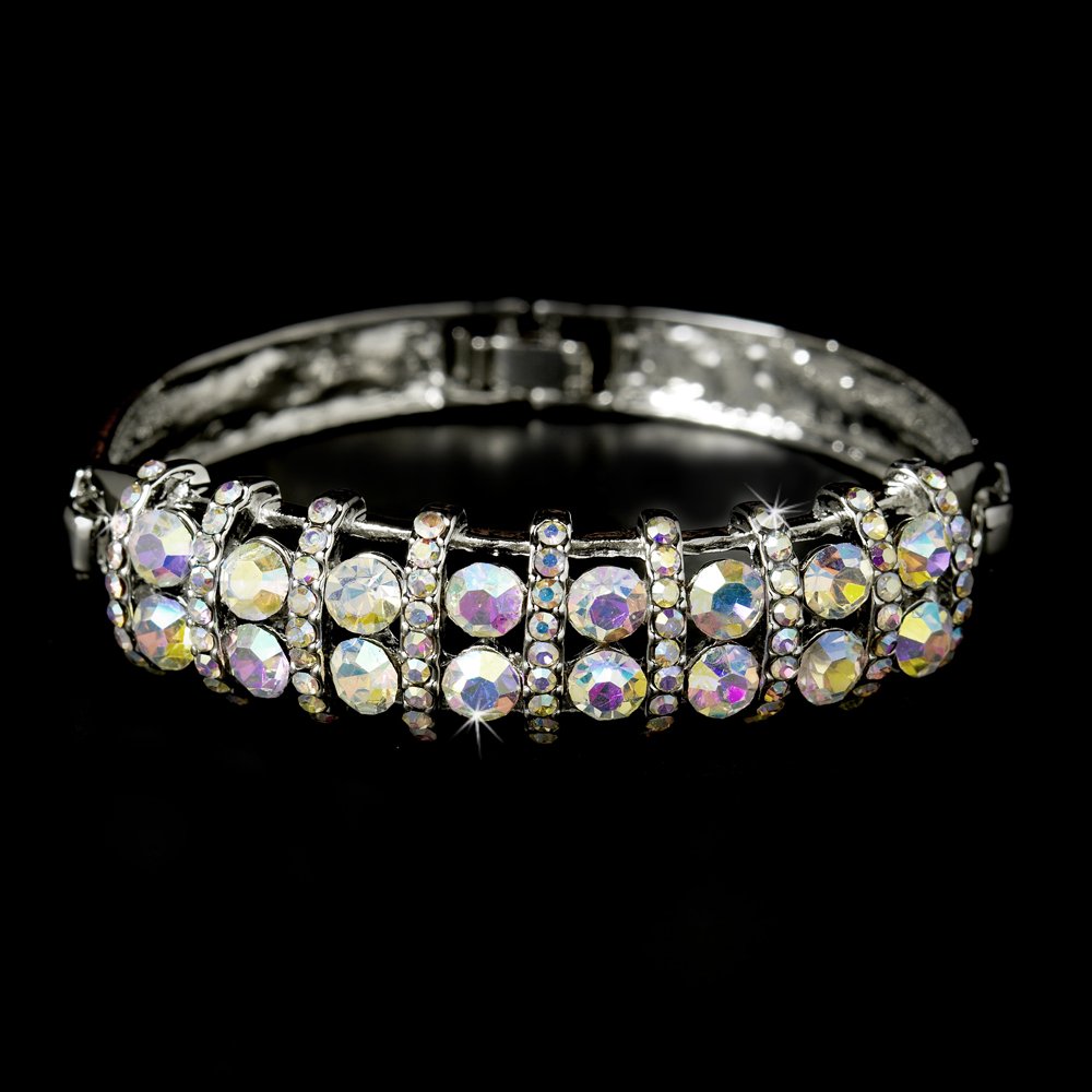 Silver AB Rhinestone Crystal Bangle Bracelet