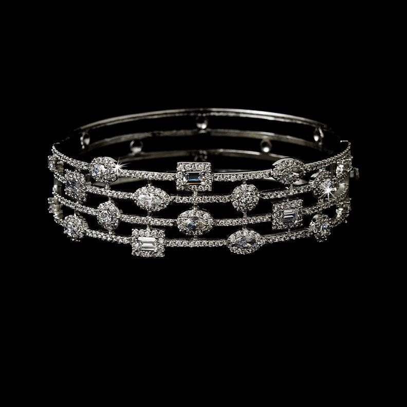 Silver Clear Rhinestone Crystal Cuff Bracelet