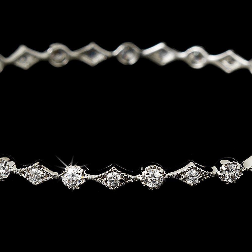 Silver Rhinestone Crystals Bangle Bracelet