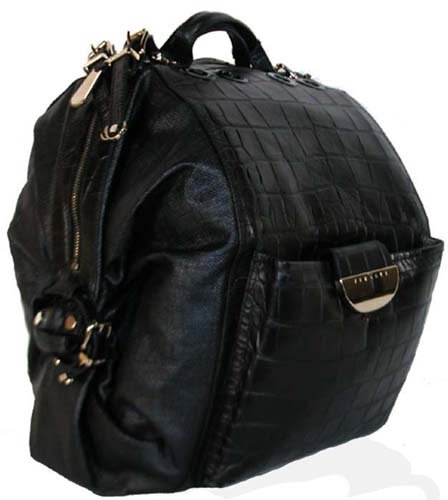 Versace 4 in 1 Black Leather Oversized Handbag Tote