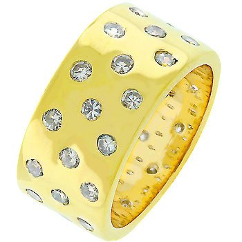 14k Gold Eternity 3 Row CZ Band Ring
