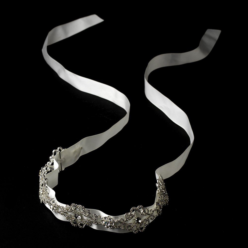 Austrian Crystal White Ribbon Headband Tiara