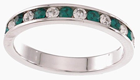 NEW 925 Sterling Silver CZ Emerald Eternity Band Ring