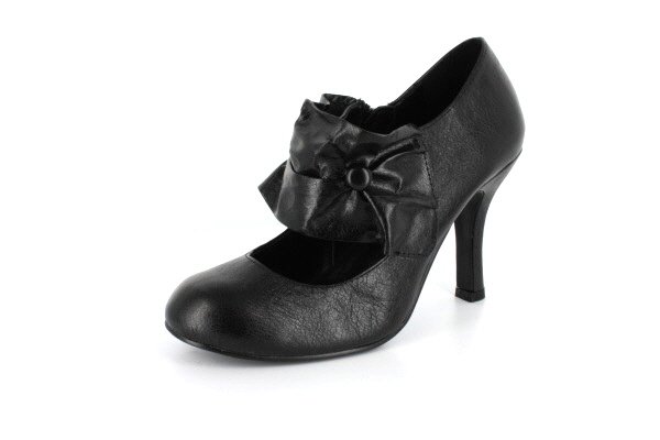 NEW Black Ruffled Strap Pumps Womens Shoes