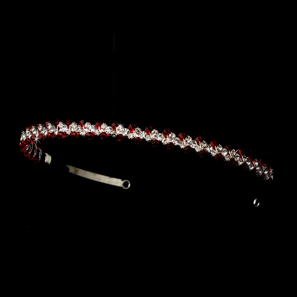 Silver Red Swarovski Crystal Bridal Tiara