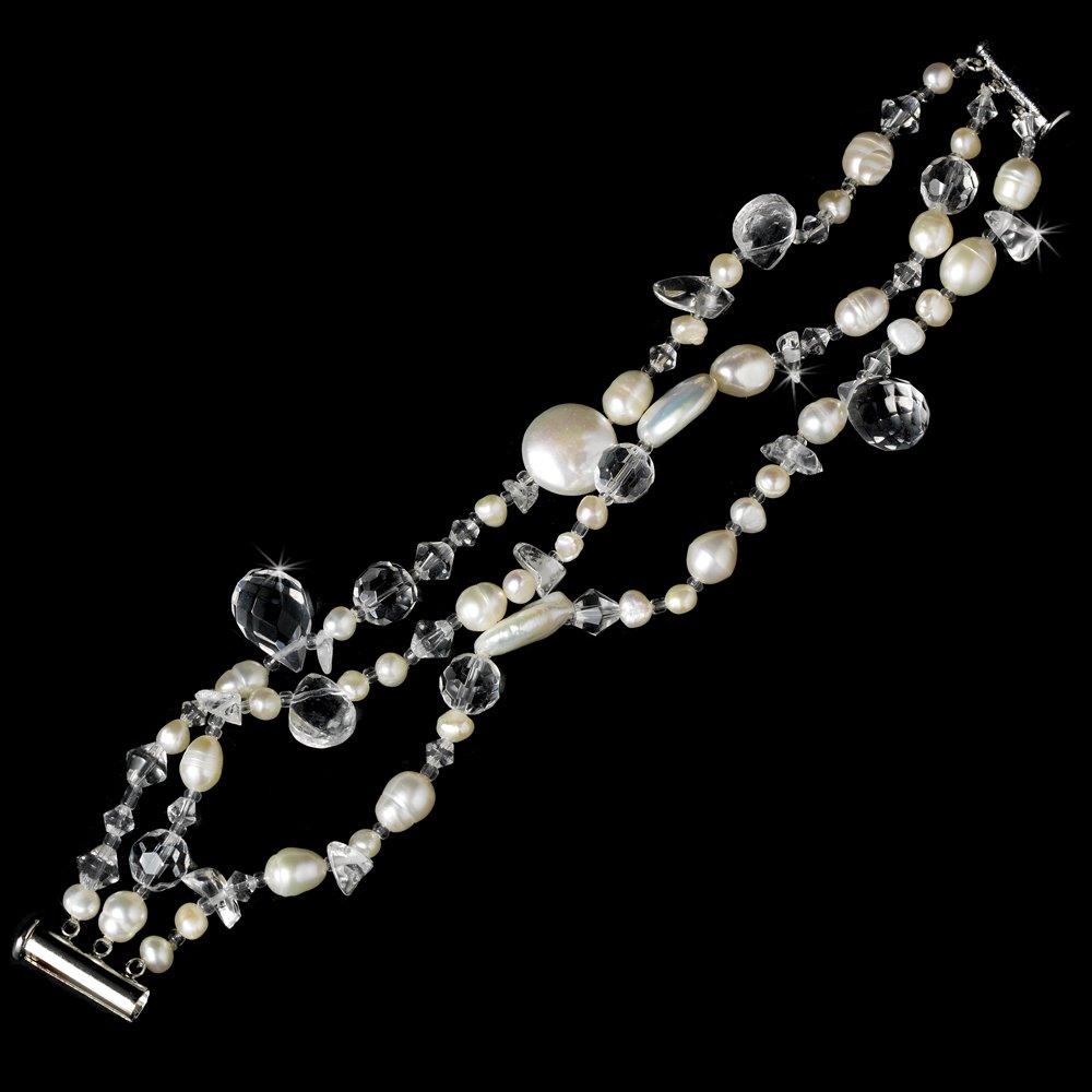 Silver Swarovski Crystal Freshwater Pearl Bracelet