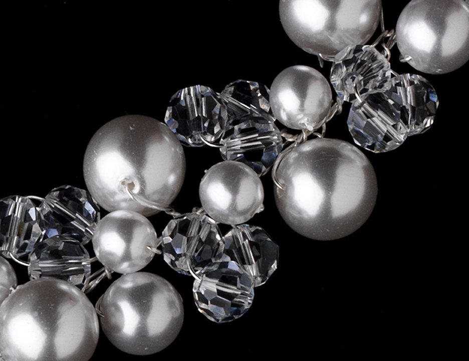 Silver Swarovski Crystal Silver Pearl Bridal Bracelet