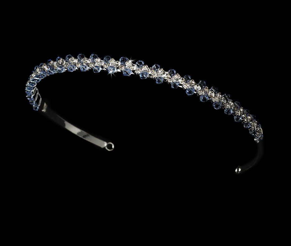 Silver Light Sapphire Swarovski Crystal Bridal Tiara