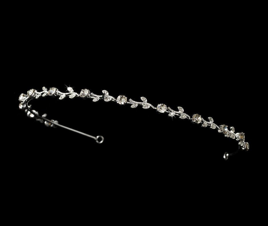 Silver Clear Rhinestone Floral Vine Bridal Tiara