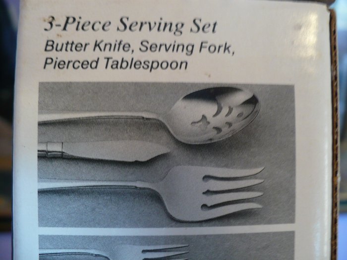 Oneida Hostess Set Butter knife, Serving Fork & Spoon- Falkirk