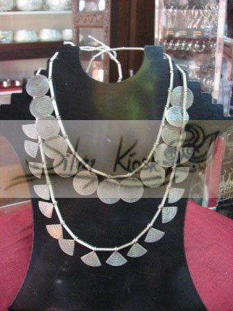 N019 necklace 2 layer with circle&triangle dendants
