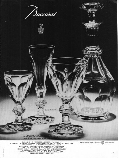 1966 Vintage BACCARAT CRYSTAL DEPUIS 1764 French Ad