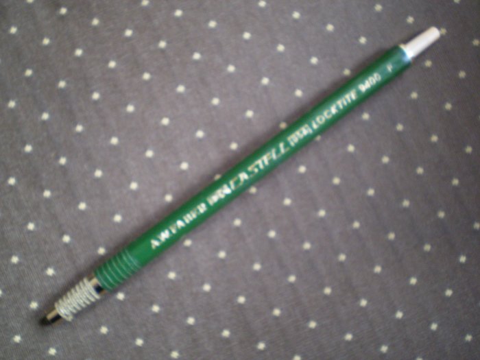 VINTAGE A.W. FABER CASTELL LOCKTITE 9400 F GREEN LEADHOLDER PENCIL PINK PUSHBUTTON