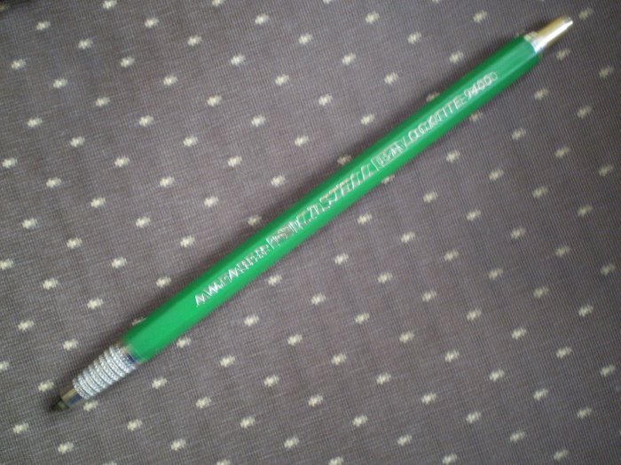 VINTAGE A.W. FABER CASTELL LOCKTITE 9400 GREEN LEADHOLDER PENCIL GOLD-TONE PUSHBUTTON