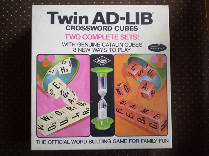 1972 LOWE TWIN AD LIB CROSSWORD CUBES CATALIN BAKELITE