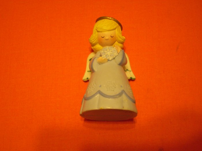 Merry Miniature Hallmark Angel blue dress with Snowflake 1980